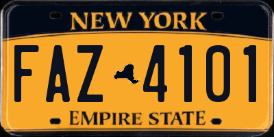NY license plate FAZ4101