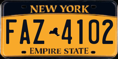 NY license plate FAZ4102