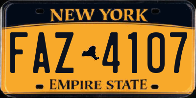 NY license plate FAZ4107