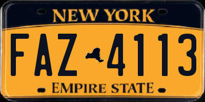 NY license plate FAZ4113