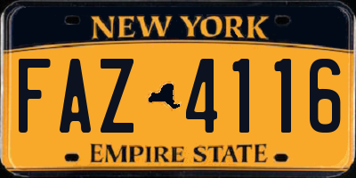 NY license plate FAZ4116