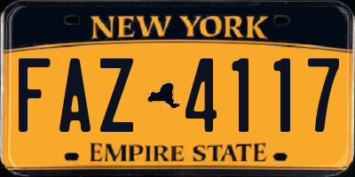 NY license plate FAZ4117