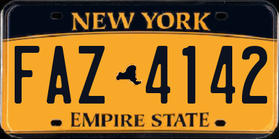 NY license plate FAZ4142