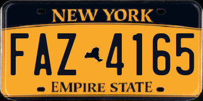 NY license plate FAZ4165