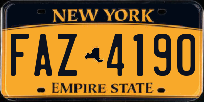 NY license plate FAZ4190