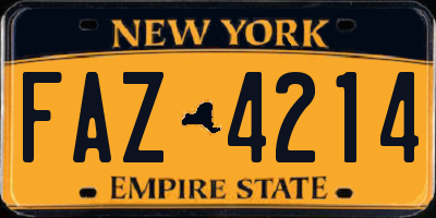 NY license plate FAZ4214