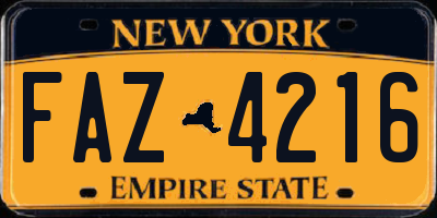 NY license plate FAZ4216
