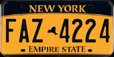 NY license plate FAZ4224