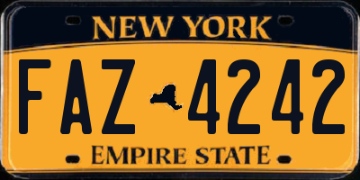 NY license plate FAZ4242