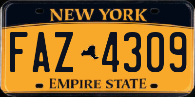 NY license plate FAZ4309