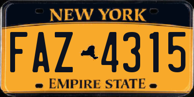NY license plate FAZ4315