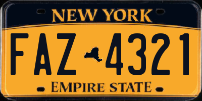 NY license plate FAZ4321