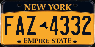 NY license plate FAZ4332
