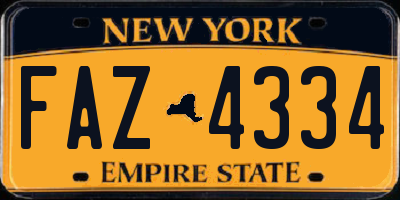 NY license plate FAZ4334