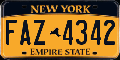 NY license plate FAZ4342