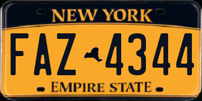 NY license plate FAZ4344