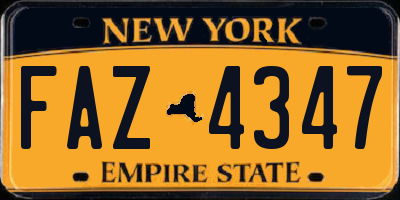 NY license plate FAZ4347