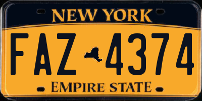 NY license plate FAZ4374