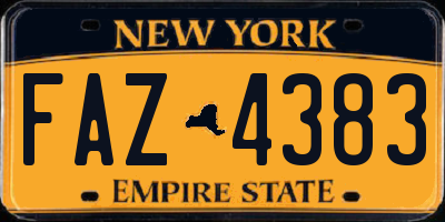 NY license plate FAZ4383