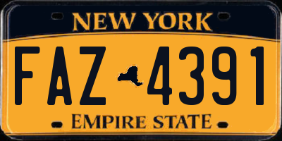 NY license plate FAZ4391