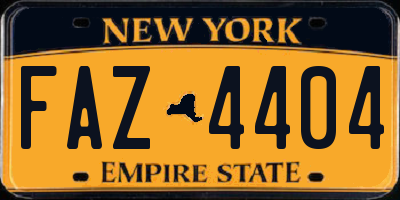 NY license plate FAZ4404