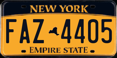 NY license plate FAZ4405