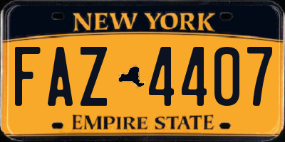 NY license plate FAZ4407