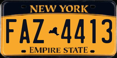 NY license plate FAZ4413