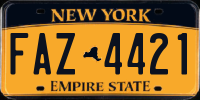NY license plate FAZ4421