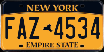NY license plate FAZ4534