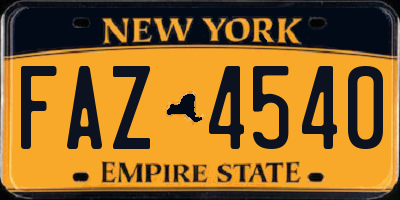 NY license plate FAZ4540