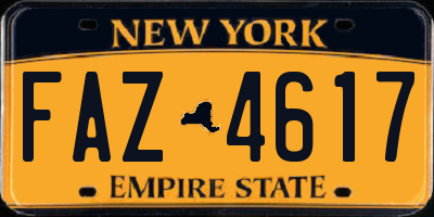 NY license plate FAZ4617