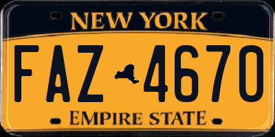 NY license plate FAZ4670