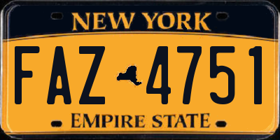NY license plate FAZ4751