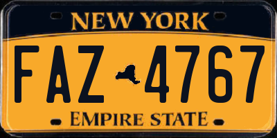 NY license plate FAZ4767