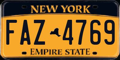 NY license plate FAZ4769