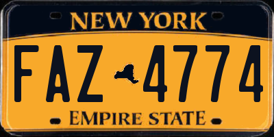 NY license plate FAZ4774