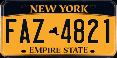 NY license plate FAZ4821