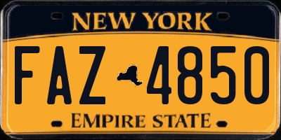 NY license plate FAZ4850