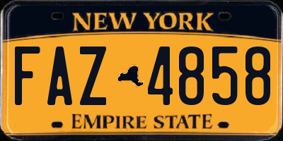 NY license plate FAZ4858