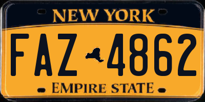 NY license plate FAZ4862