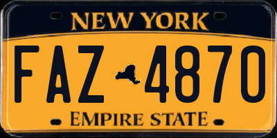 NY license plate FAZ4870