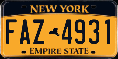 NY license plate FAZ4931