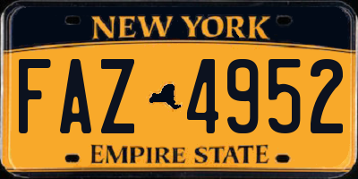 NY license plate FAZ4952