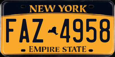 NY license plate FAZ4958