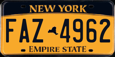 NY license plate FAZ4962
