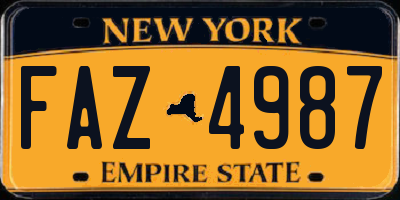 NY license plate FAZ4987