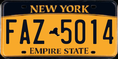 NY license plate FAZ5014