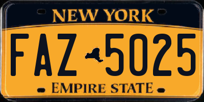 NY license plate FAZ5025
