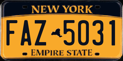 NY license plate FAZ5031